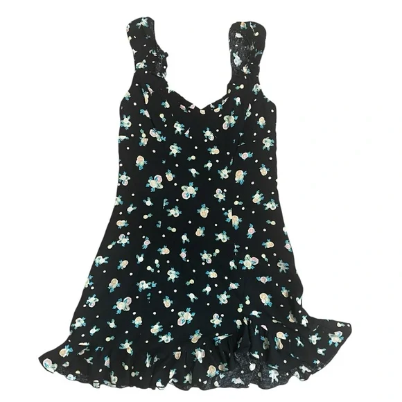 Free People Black and White Floral Like a Lady Mini Dress Large - Picture 3 of 9